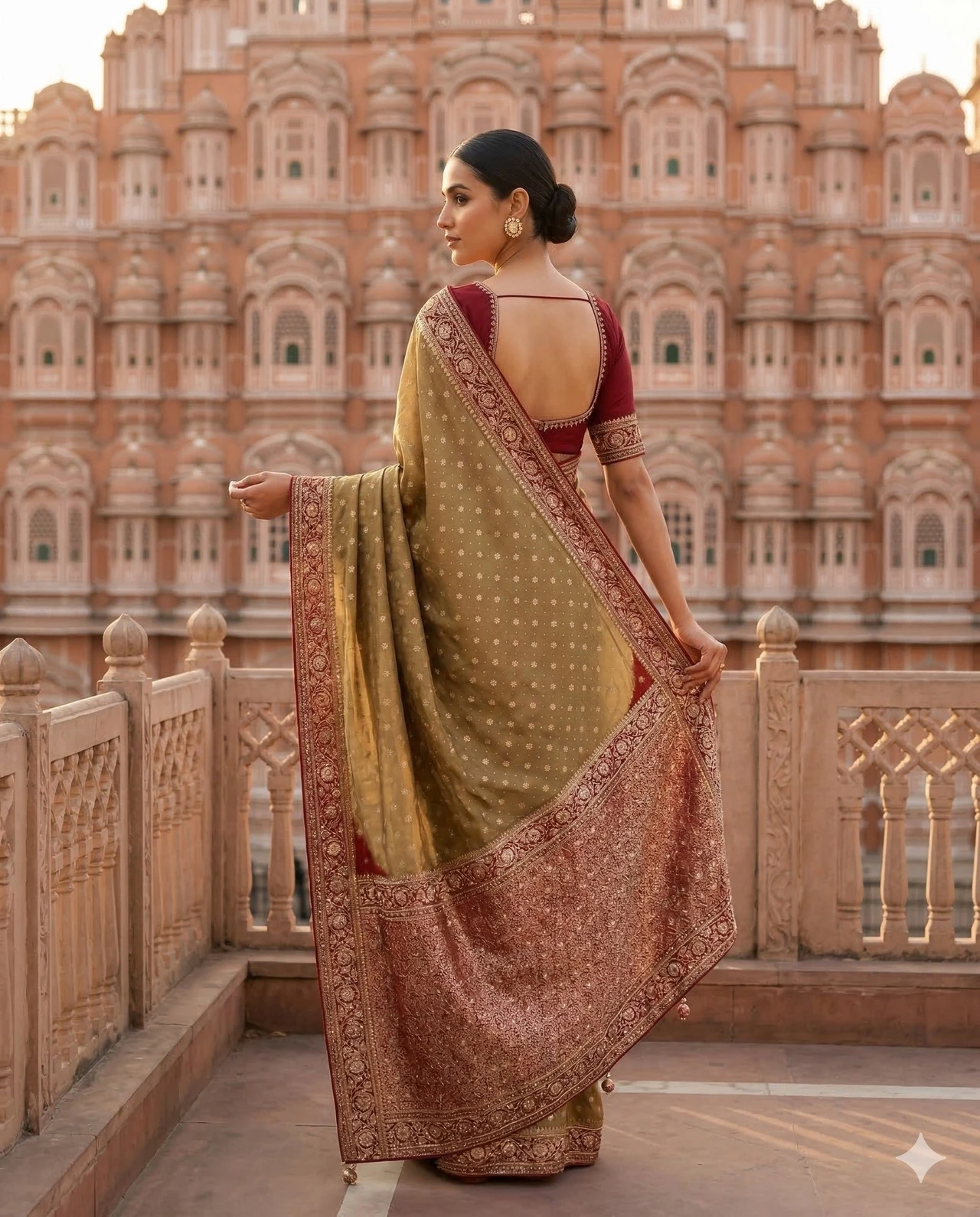Royal Olive Green Gajji Silk Saree with Traditional Zari Border — Green